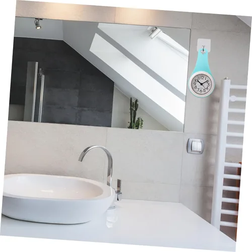 Miniatura 3 de Cabilock Reloj de pared con ventosa para baño, cocina, fácil instalación, gancho de ventosa, mango curvado para uso versátil, marcas de movimiento