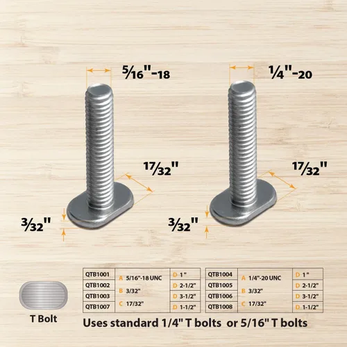 Miniatura 5 de POWERTEC 71066 - Riel en T universal de perfil de doble corte de 36 pulgadas con agujeros de montaje preperforados, 1PK, riel en T para plantillas