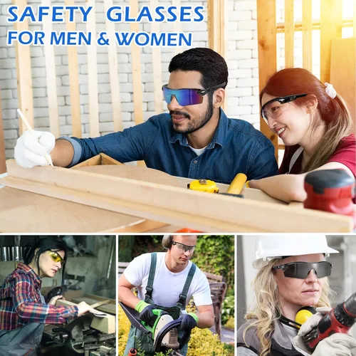 Miniatura 7 de OXG Paquete de 12 lentes de seguridad para hombres y mujeres, ANSI Z87.1, resistentes a los impactos, gafas protectoras para el trabajo, al aire