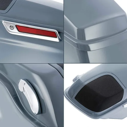 Miniatura 4 de TCT-MOTORPARTS Alforjas rígidas extendidas de 4 pulgadas, color gris, aptas para Harley CVO Touring modelos FLT, FLHT, FLHTCU, FLHRC, Road King