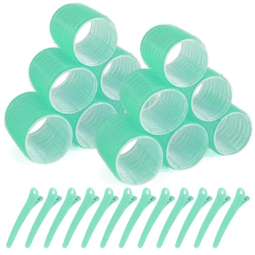 Rodillos de pelo, paquete de 12 rulos de peluquería de salón de autoservicio, juegos de rizadores de pelo, peinado rizado para bricolaje, los Jumbo