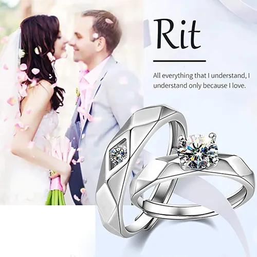 Miniatura 2 de Sunamy Fashion - Anillo de compromiso para hombre y mujer, ajustable S925 plata CZ