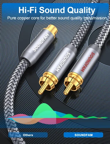 Miniatura 4 de Adaptador divisor en Y RCA 1 hembra a 2 macho RCA/Phono divisor cable estéreo Adaptador Y chapado en oro para subwoofer, TV, reproductor de CD, cine