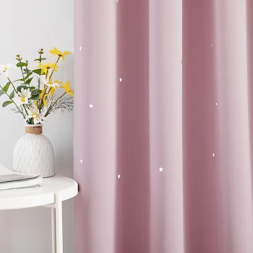 Miniatura 5 de NICETOWN Cortina de habitación infantil inspirada en el espacio nocturno con estrellas centelleante, cortinas blackout para ventana para dormitorio