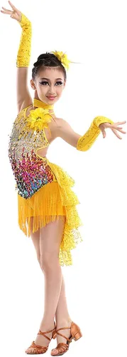 Miniatura 2 de Happy Cherry Trajes de baile de lentejuelas para niñas, trajes de baile de salsa latina