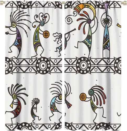 Miniatura 23 de Kokopelli - Cortinas opacas para cocina, decoración de sala de estar, dormitorio, 21 x 45 pulgadas, 2 paneles