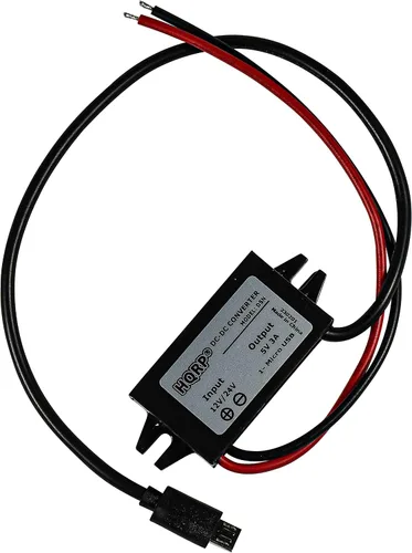HQRP Convertidor reductor DC-DC de 12/24V a 5V 3A 15W con conector micro USB macho adaptador de fuente de alimentación compatible con teclado Ring