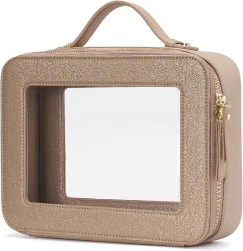 Miniatura 54 de Bolsa de maquillaje transparente Popvibe, estuche de cosméticos de viaje con cremallera, bolsa de aseo transparente con cremallera, organizador Malva