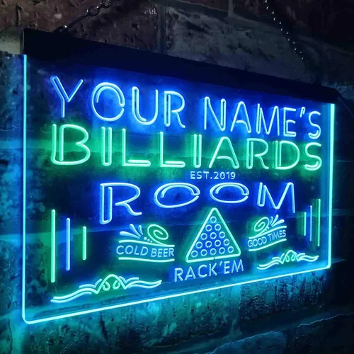 Miniatura 3 de ADVPRO Letrero de neón LED de un solo color personalizado con temática de billar, sala de billar, 12 x 8.5 pulgadas, st4s32-pj1-tm-b