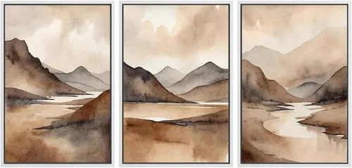 Miniatura 75 de SIGNWIN Lienzo enmarcado para pared, juego de arte dramático de cielo tormentoso, ilustraciones de paisaje nuboso Moody, arte moderno decorativo