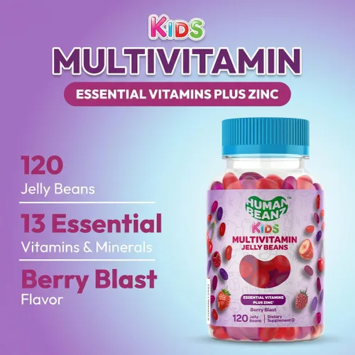 Miniatura 2 de Human Beanz Gomitas multivitamínicas con zinc para niños, suplementos dietéticos de apoyo inmunológico, vegetariano, 120 granos de gelatina Berry