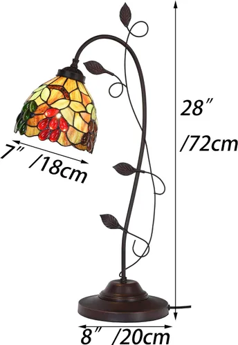 Miniatura 5 de Bieye L10763 Uva Tiffany Style Lámpara de mesa de vidrieras con base decorada de vid, 28.5 pulgadas de alto