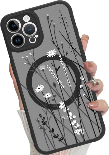 Miniatura 80 de Funda magnética para iPhone 17 Pro [compatible con MagSafe], bonita funda de moda con estampado de leopardo negro, translúcida, mate, parte trasera
