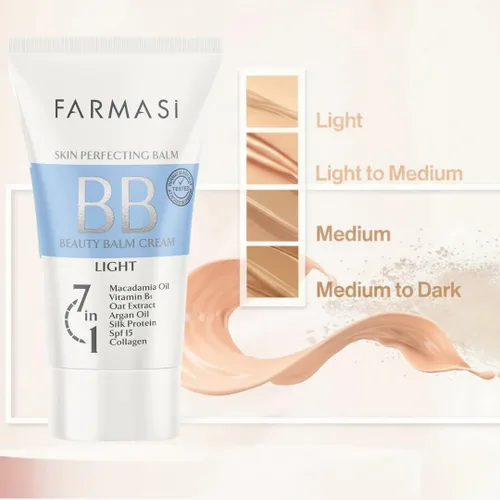 Miniatura 5 de FARMASi BB Cream Beauty Balm, hidratante tintado con SPF 15, acabado mate ligero, maquillaje facial de cobertura construible, 1.7 onzas líquidas, 01