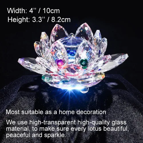 Miniatura 3 de Flor de loto de cristal brillante, 4 pulgadas, reflejo de loto de cristal transparente para Feng Shui, decoración del hogar, adornos o peso de papel