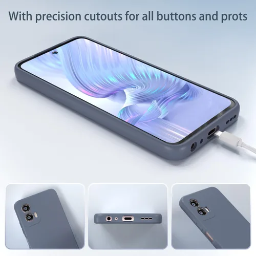 Miniatura 6 de Funda Moto G Power 5G 2024, silicona líquida, delgada, suave, TPU Fit, protección de cuerpo completo, a prueba de golpes, para G Power 2024 5G (gris)