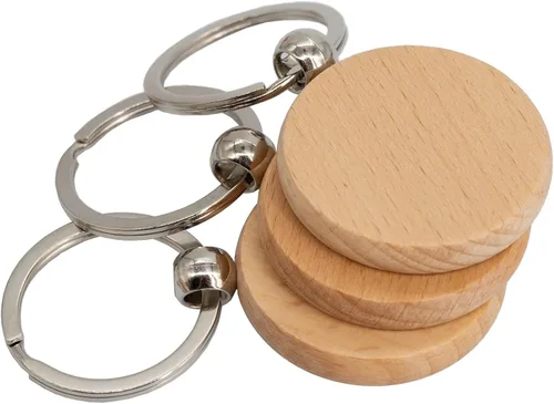 Miniatura 3 de TFoRibbon 50 Uds Madera Grabado Blanks Llaveros en Blanco de Madera (Redondo) TFoRibbon00057