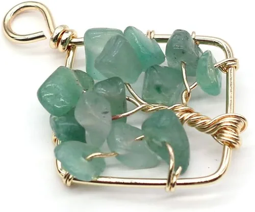 Miniatura 5 de Dije de piedra preciosa del árbol de la vida, colgante de piedra de cuarzo de cristal, alambre de cobre, dije de piedras preciosas curativas