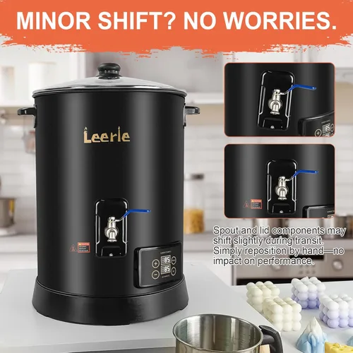 Miniatura 9 de Leerie D15 - Derretidor de cera comercial digital de 30 libras para hacer velas, olla de fusión de cera de vela grande con control preciso