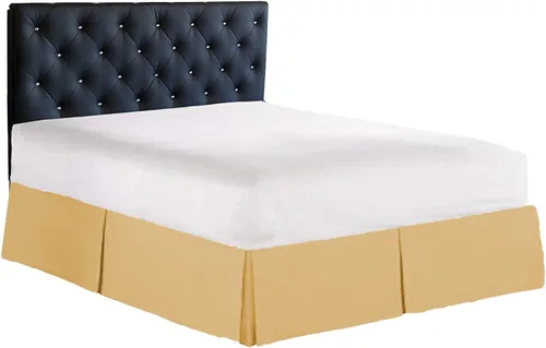Miniatura 16 de Falda de cama plisada tipo caja de algodón 100% con 800 hilos - Volante plisado de lujo contra el polvo, falda de cama moderna de calidad hotelera