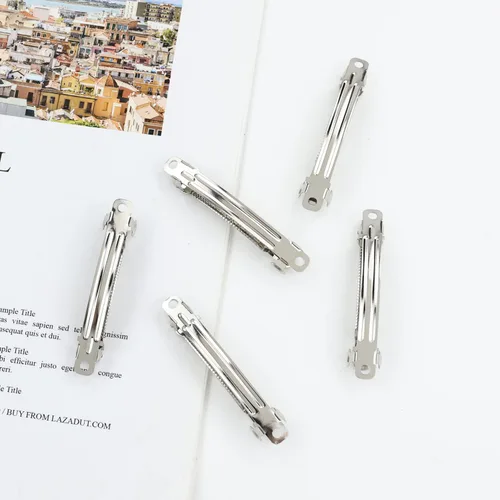 Miniatura 4 de Cinaci Paquete de 20 pasadores franceses de metal plateado en blanco de 2.4 in / 2.4 pulgadas para manualidades, pinzas para el cabello para mujeres
