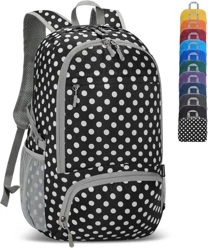 Miniatura 13 de ZOMAKE Mochila plegable ligera 30L, mochilas plegables para senderismo, mochila plegable compacta resistente al agua para viajes Naranja