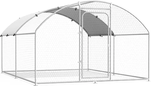 Casa grande de metal para gallinero, conejo, gallinero, con cubierta impermeable para exteriores, jaula de aves de corral, patio trasero, techo de
