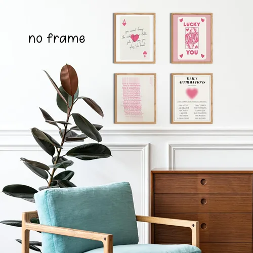 Miniatura 2 de KEUSPI Póster de moda Y2K rosa pastel de afirmaciones diarias Aura Lucky Girl Syndrome Guest Check Impresiones para decoración de habitación