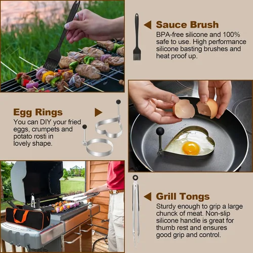 Miniatura 6 de Juego de 14 piezas de accesorios para parrilla, juego de accesorios para parrilla de parte superior plana para Blackstone y Camp Chef, juego