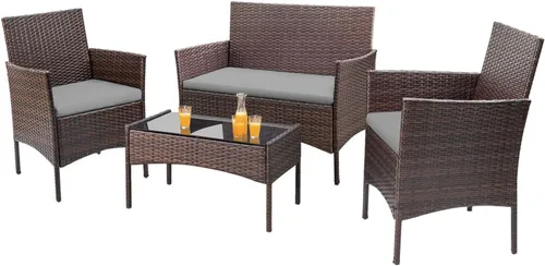 Miniatura 11 de Homall Juego de 4 muebles de patio al aire libre, sillas de mimbre, para uso en interiores y exteriores, patio, porche, jardín, piscina, balcón