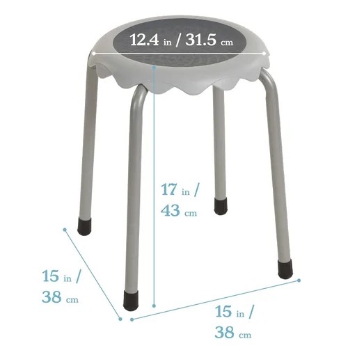 Miniatura 3 de ECR4Kids Juego de taburetes Daisy apilables, asiento flexible, gris claro, 8 piezas