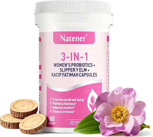 Probióticos vaginales 3 en 1 para mujeres – 600 mg olmo resbaladizo + 200 mg de Kacip Fatimah +100 mg de ácido hialurónico – Apoya la humedad