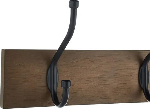 Miniatura 2 de Amazon Basics - Perchero de pared rectangular estilo casa de campo con ganchos de almacenamiento, 5 ganchos, color madera de granero Casa de campo