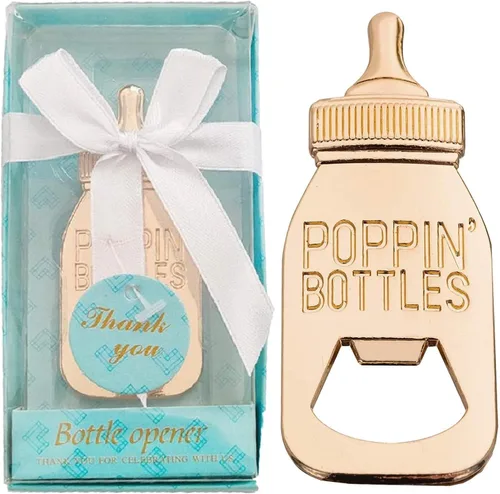 Miniatura 4 de Paquete de 12 abridores de biberones para recién nacidos, regalos de regreso para fiestas de baby shower, abrebotellas con exquisita caja de regalo