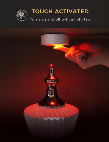 Miniatura 4 de Luces de disco con control remoto debajo del gabinete, luces de empuje que funcionan con pilas, mini luces LED sobre el gabinete, paquete de 2