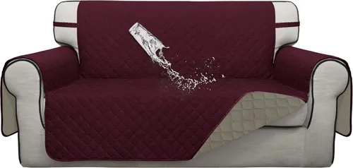Miniatura 28 de ISSUNTEX Fundas de sofá de dos plazas con doble protección 100% impermeables para sala de estar, fundas para sofá de 2 cojines, protector de muebles