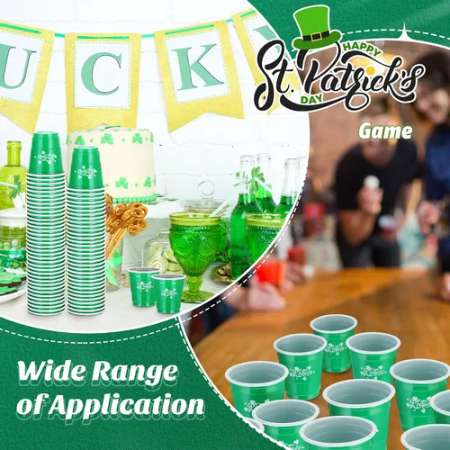 Miniatura 6 de Gerrii 100 vasos de chupito de 2 onzas para el día de San Patricio, desechables de plástico, regalos de fiesta de San Patricio para cumpleaños