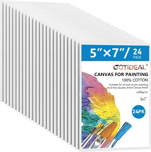 Miniatura 9 de GOTIDEAL Lienzos para pintura, 10 x 10 pulgadas, paquete de 12 paneles de lienzo planos en blanco imprimados profesionales, 100% algodón, tableros