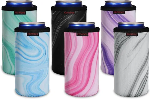 Miniatura 23 de Paquete de 4 Fundas Enfriadoras para Latas Delgadas de 12oz, Suaves Aisladas Reutilizables Antideslizantes de Neopreno Portavasos Cubiertas