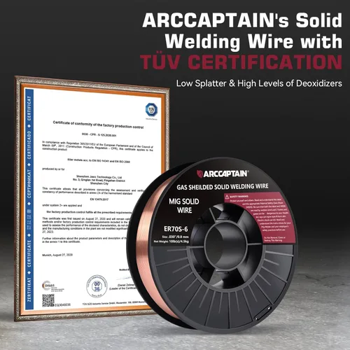 Miniatura 3 de ARCCAPTAIN Alambre de soldadura MIG, 0.030 10Lb Mig Wire ER70S-6 10Lbs Acero de carbono sólido con gas de baja salpicadura Alambre de soldadura MIG