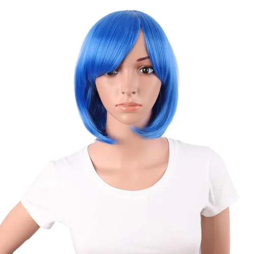 Miniatura 6 de Moda de niña: peluca de pelo corto recto natural de la marca MapofBeauty. Azul marino