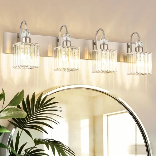 Miniatura 41 de Ralbay - Luces LED modernas de tocador para baño de 5 luces, luces de tocador de cristal sobre espejo, lámparas modernas de tocador para baño