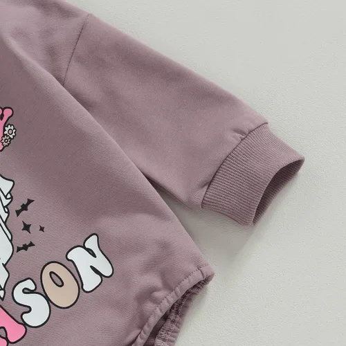 Miniatura 6 de FOCUSNORM Disfraz de Halloween para bebé recién nacida, sudadera de calabaza, mameluco de manga larga para otoño e invierno