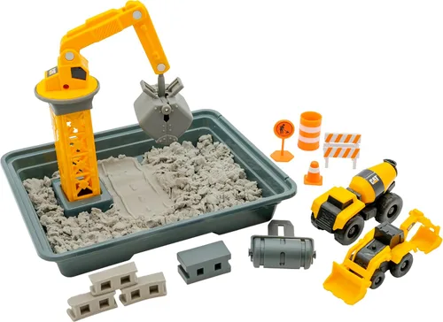 CAT Dig N Build Juego de Concreto Moldeable - Compuesto de Concreto Moldeable de 12 onzas, Grúa, 2 Vehículos de Máquinas Pequeñas, Moldes de