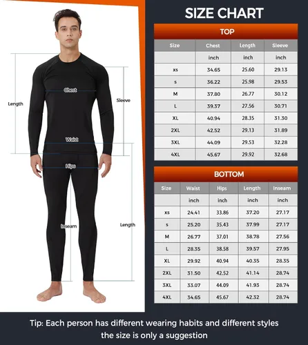 Miniatura 6 de CL convallaria Ropa interior térmica para hombre, ropa interior larga con forro polar, capa base para clima frío, XS-4XL