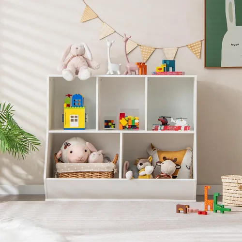 Miniatura 9 de Kids Bookshelf and Toy Organization,5 Cubby Open Wooden Playroom Organization and Storage, Toddler Bookshelf for Kid’s Room Bedroom Nursery White
