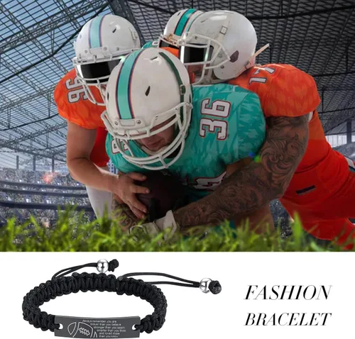 Miniatura 6 de VNOX Inspiration - Pulsera deportiva para hombres, adolescentes y niños, pulsera de cuerda hecha a mano para baloncesto, béisbol, fútbol, fútbol
