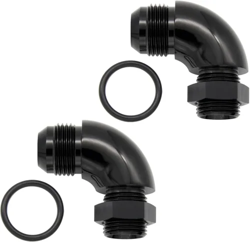 Miniatura 12 de 45 grados 4AN macho Flare a 4AN ORB puerto adaptador de flujo completo aluminio negro