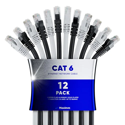 Miniatura 18 de Maximm Cable Ethernet Cat 6 – 7 pies (paquete de 12), LAN de alta velocidad, Internet, parche y cable de red, UTP, 10 Gbps, 550 MHz, color azul