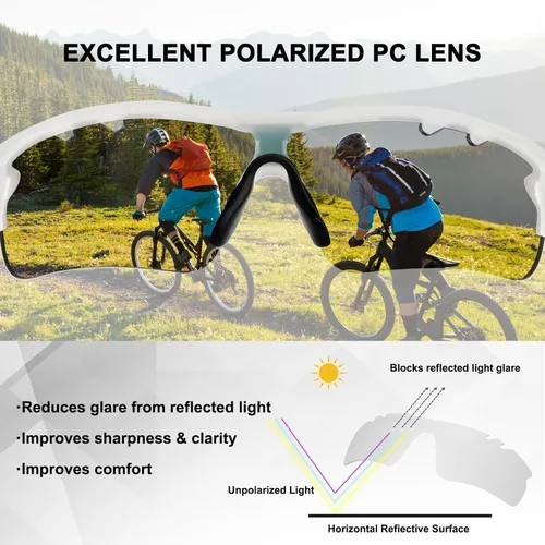 Miniatura 3 de BangLong Polarized Sports Sunglasses Cycling Sun Glasses for Men Women with 5 Interchangeable Lenes for Running Driving